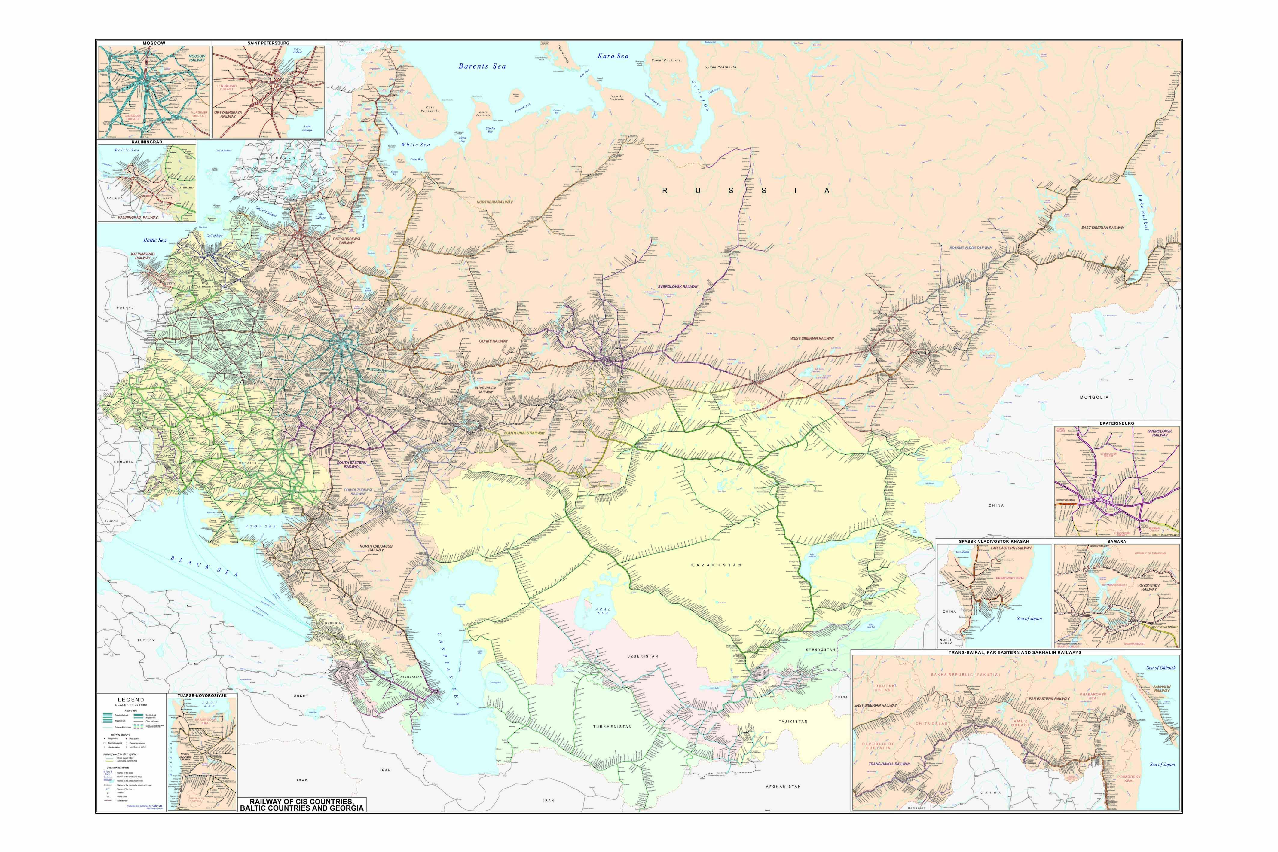 CIS and Baltic Countries, Georgia Railway map