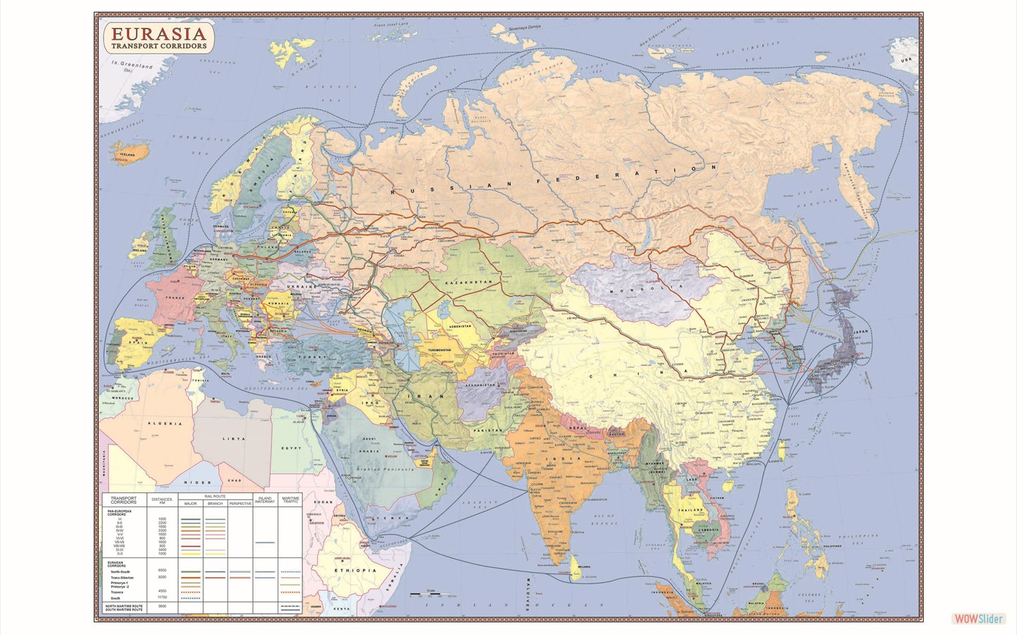 EURASIA Transport Corridors map