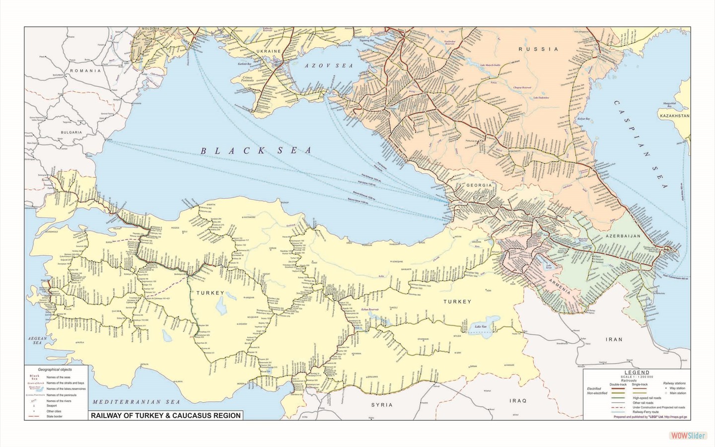 TURKEY-CAUCASUS Railway map