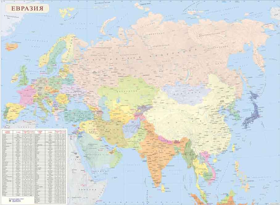 ПОЛИТИЧЕСКАЯ КАРТА ЕВРАЗИИ